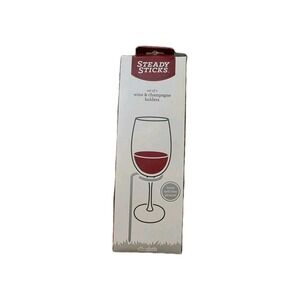 Steady Sticks - 2 Wine Glass Holders for Picnics Campground Silver Finish Winery